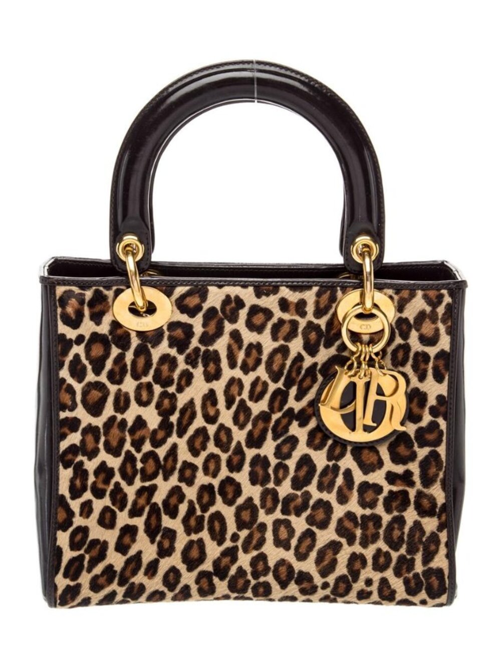 Christian Dior Ponyhair Leopard Print Lady Dior Top Handle Bag